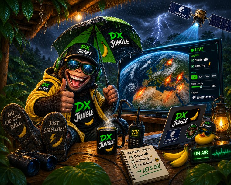 DX Jungle Weather Monkey watching the weather globe